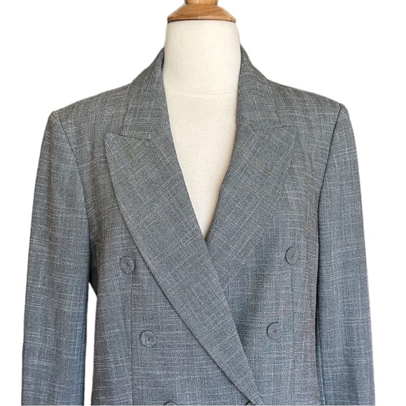 CLUB MONACO Double Breasted Blazer Jacket Gray Aditha Power Tailored, Size 12 - Picture 4 of 16